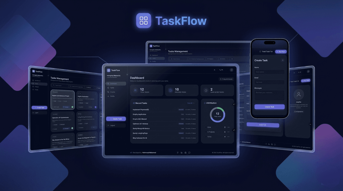 TaskFlow platform application interface mockup preview